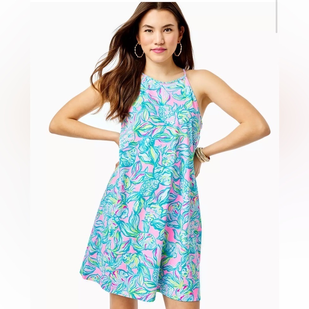 Lilly Pulitzer Margot Swing Halter Dress Pinch Sleeveless S Tassels EUC‎ - Picture 2 of 11